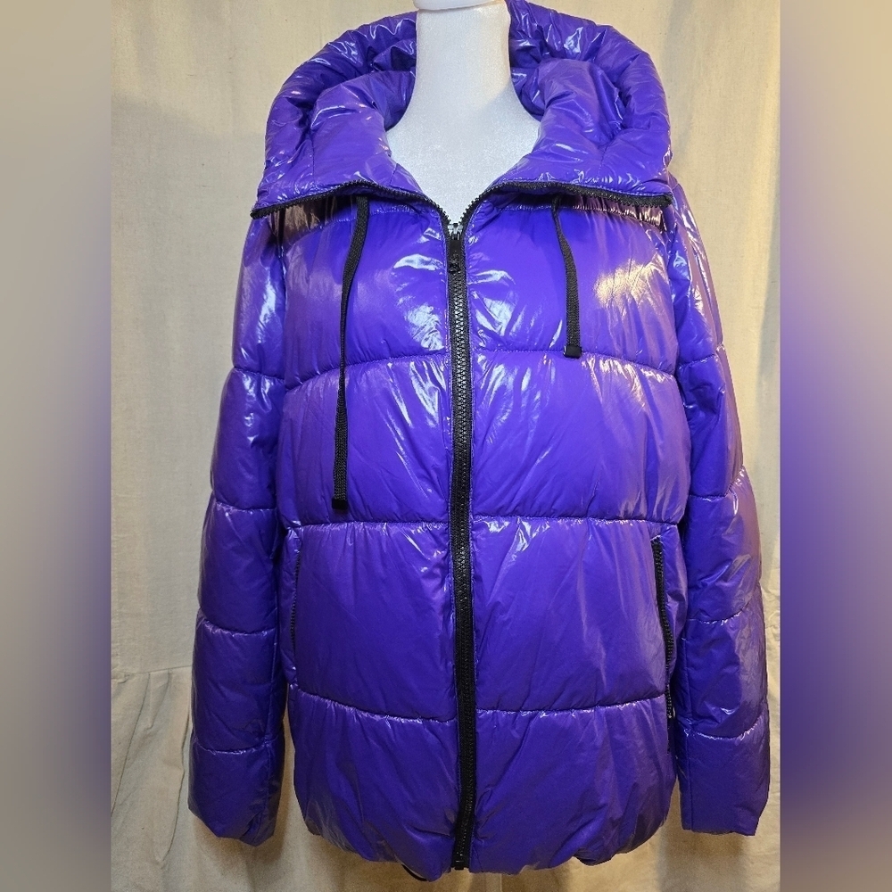 Sam Edelman Shiny Purple Puffer Jacket - Picture 2 of 6